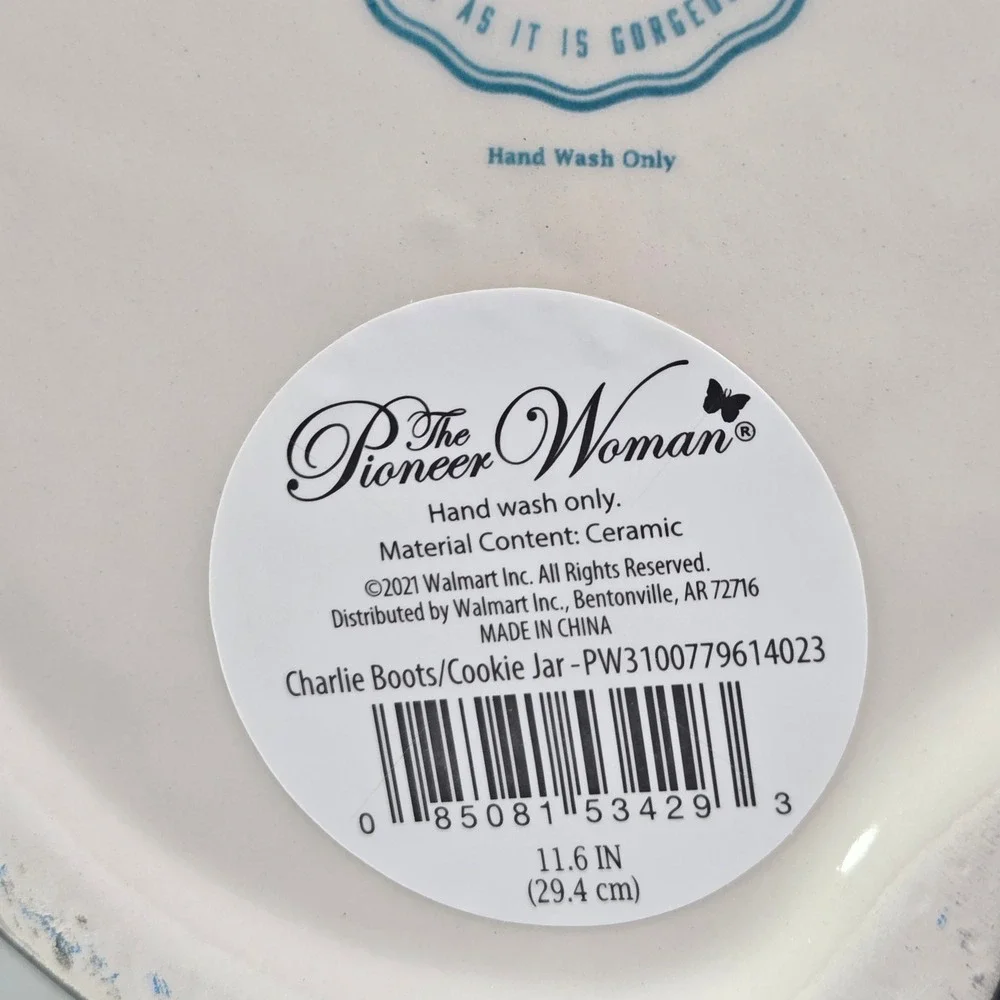 The Pioneer Woman Charlie Boots Cookie‎ Jar Ceramic Dog Cowboy Hat